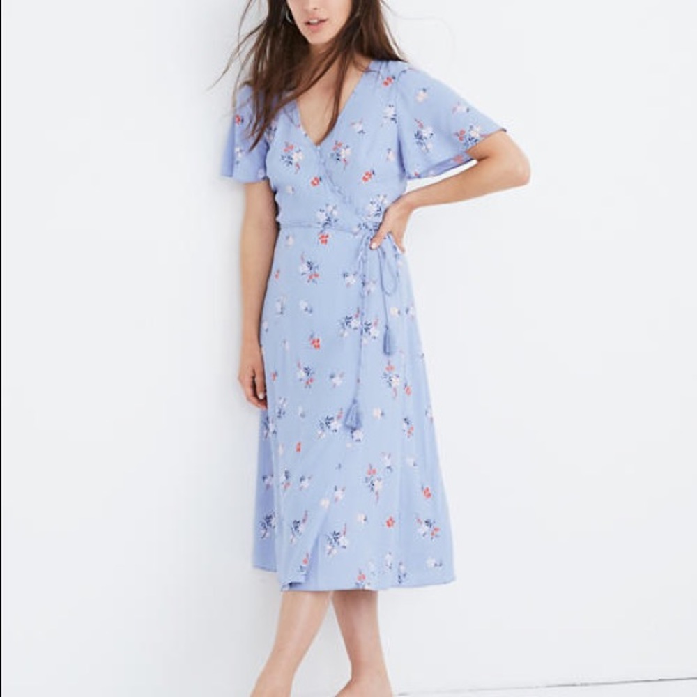 Madewell “button-wrap midi dress in aloha floral”